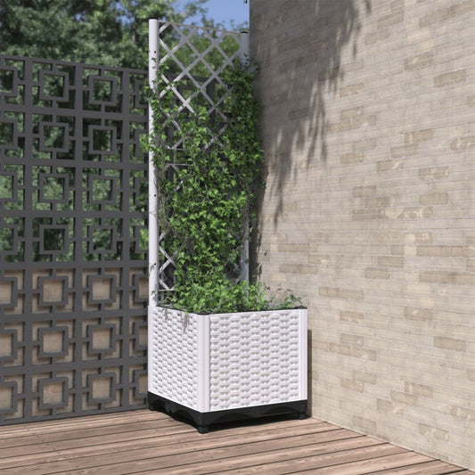 Garden Planter White 40 x 40 x 136 cm