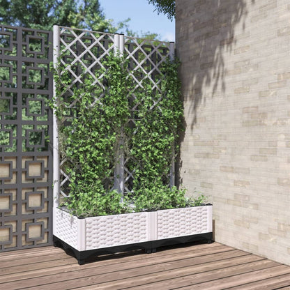 Garden Planter with Trellis White 80x40x121,5 cm PP