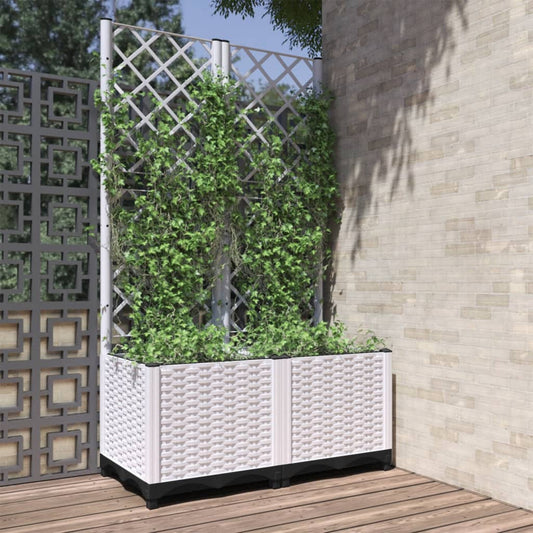 Garden Planter White 80 x 40 x 136 cm