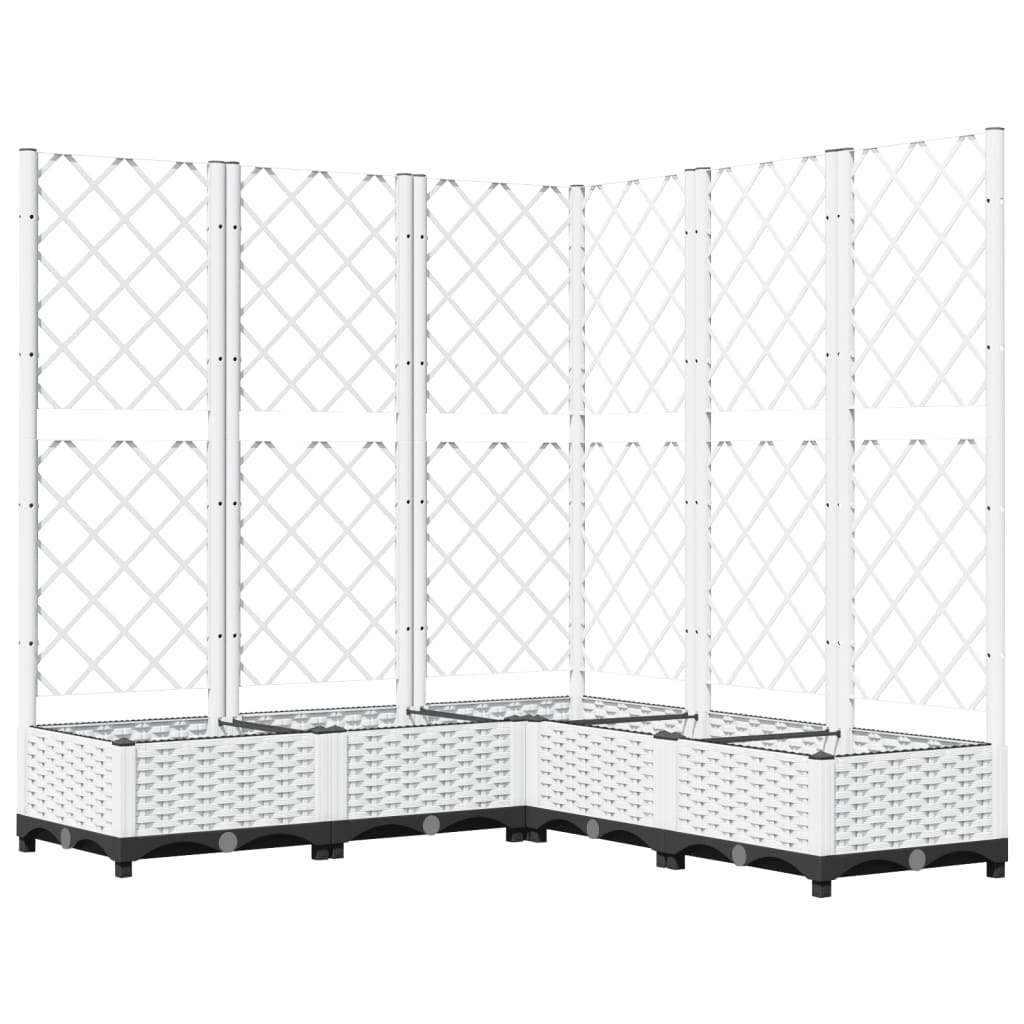 Garden Planter with Trellis White 120x120x121,5 cm PP