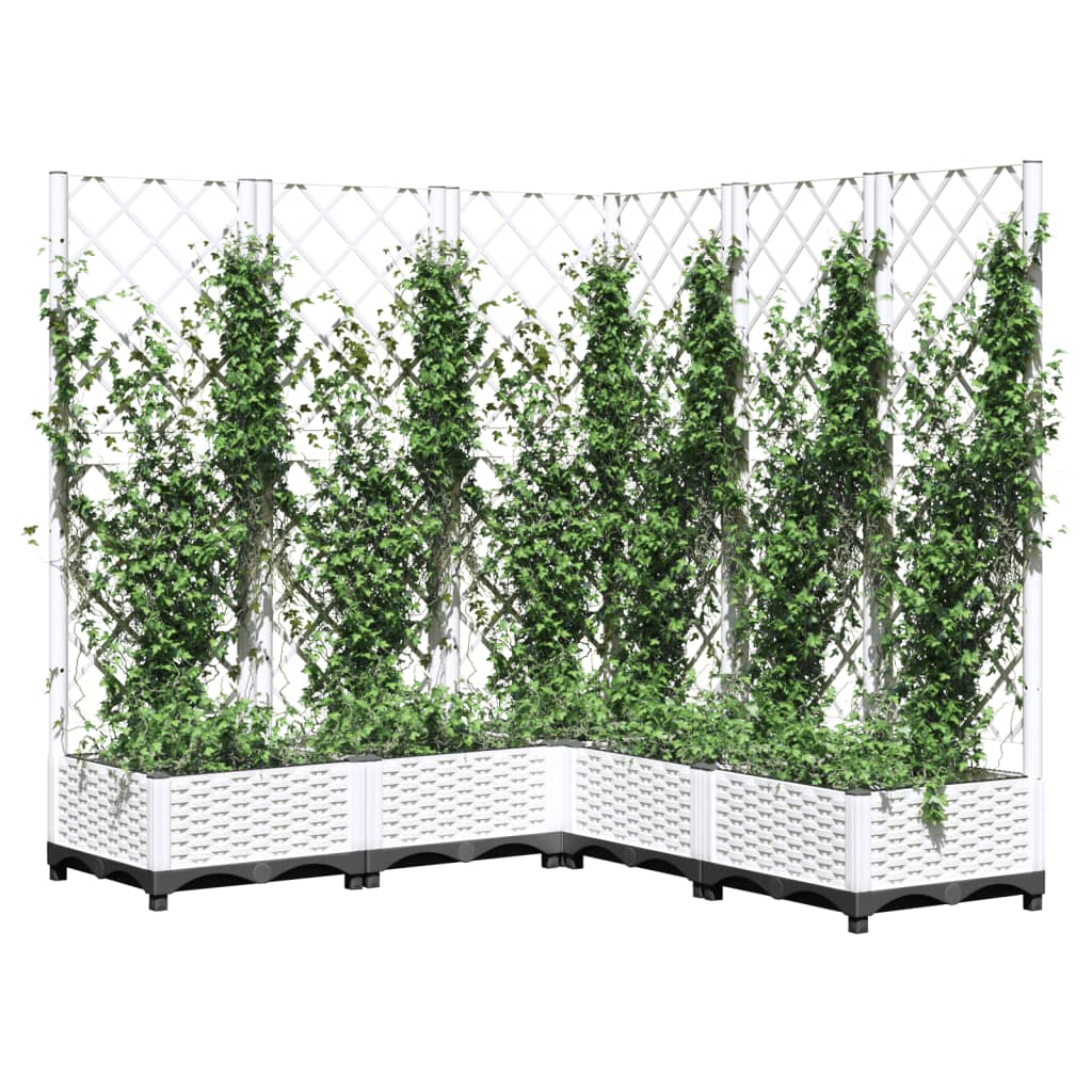 Garden Planter with Trellis White 120x120x121,5 cm PP