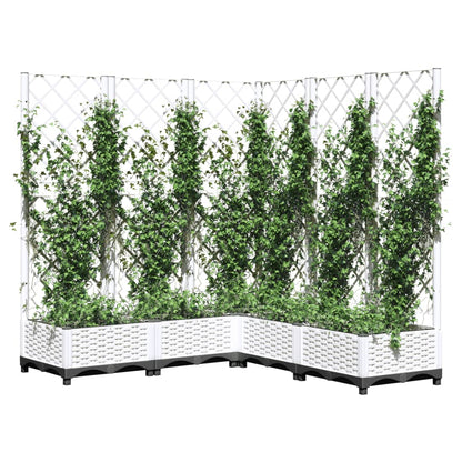 Garden Planter with Trellis White 120x120x121,5 cm PP