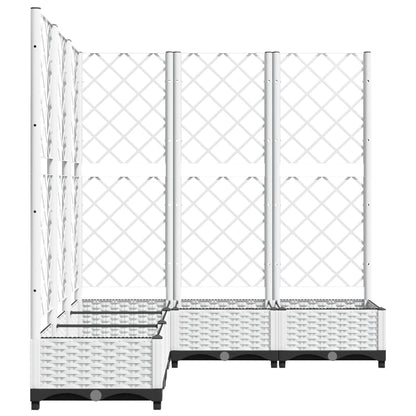 Garden Planter with Trellis White 120x120x121,5 cm PP