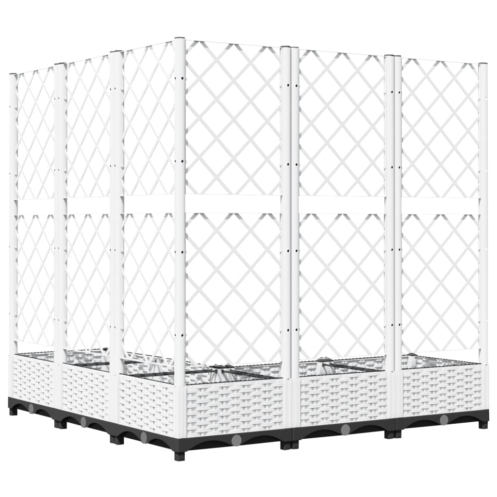 Garden Planter with Trellis White 120x120x121,5 cm PP