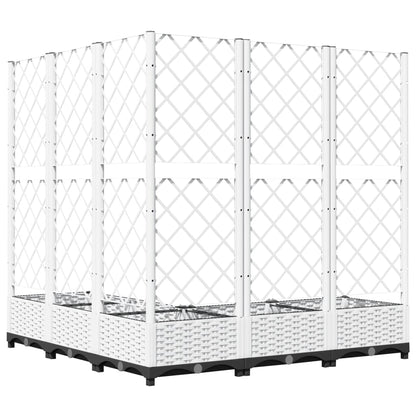 Garden Planter with Trellis White 120x120x121,5 cm PP