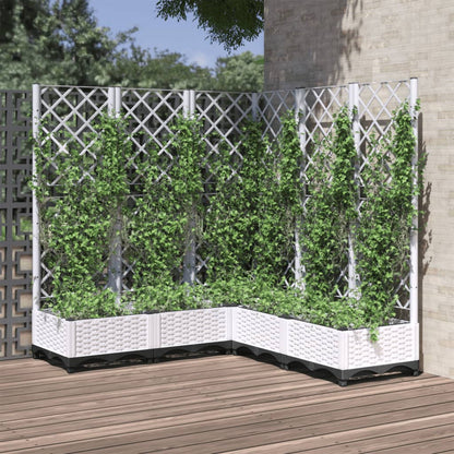 Garden Planter with Trellis White 120x120x121,5 cm PP