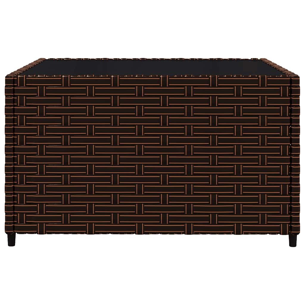 3 Piece Patio Lounge Set with Cushions Brown Poly Rattan