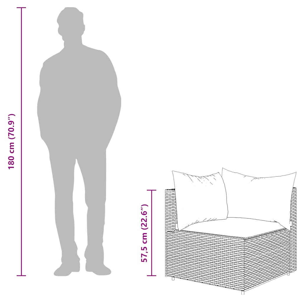 3 Piece Patio Lounge Set with Cushions Brown Poly Rattan