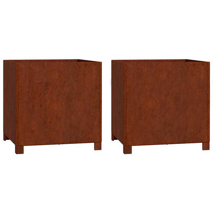 Planters with Legs 2 pcs Rusty 50x50x50 cm Corten Steel