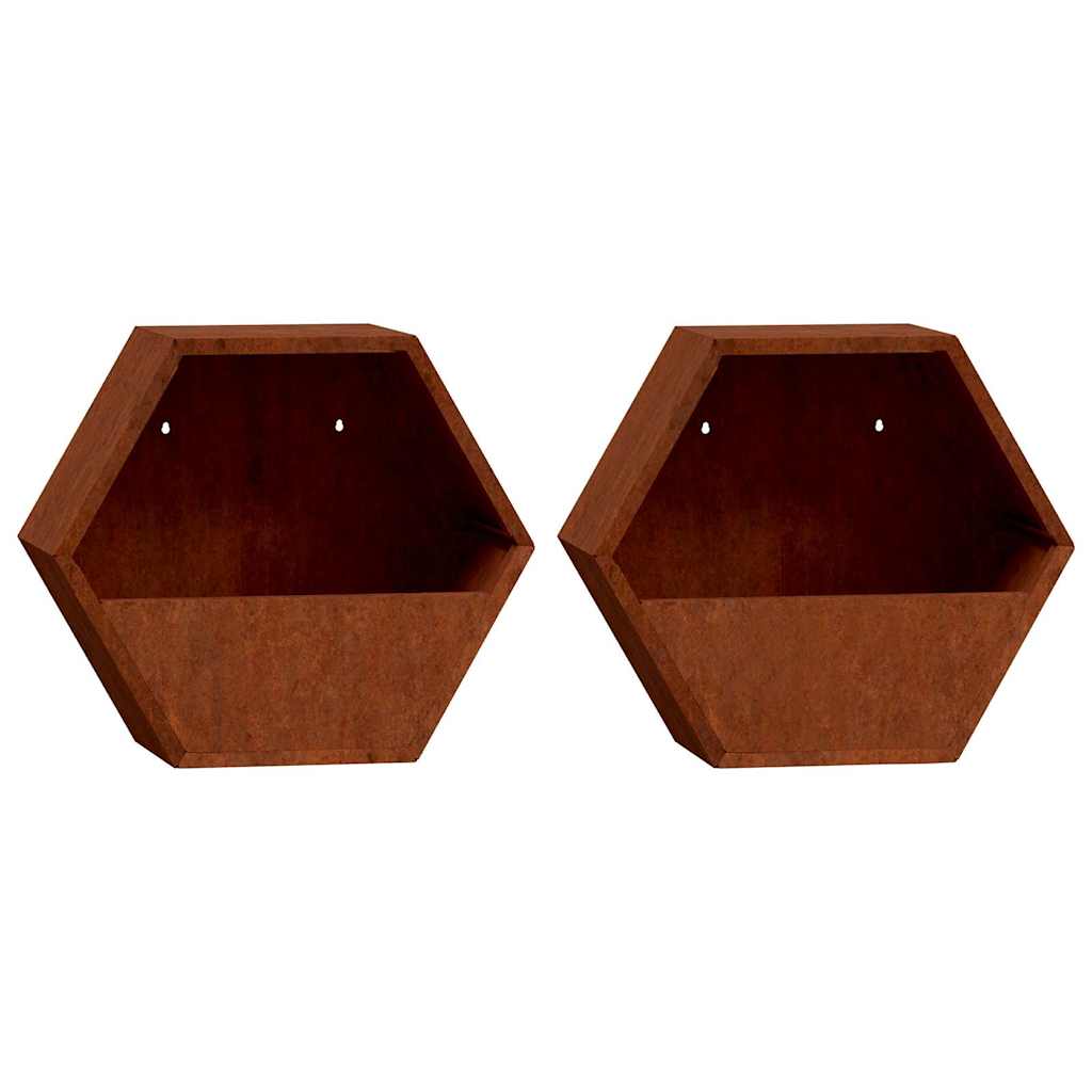 Wall Planter Set of 2 Rusty Corten Steel Medium