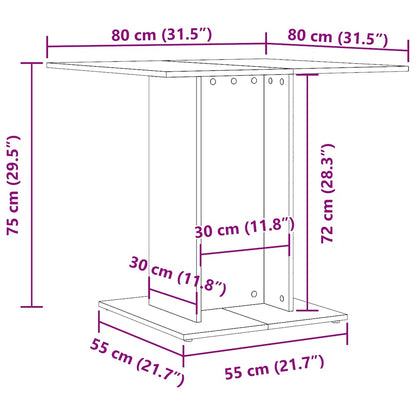 Dining Table Grey Sonoma 80x80x75 cm Engineered Wood