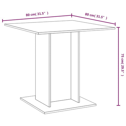 Dining Table Brown Oak 80x80x75 cm Engineered Wood