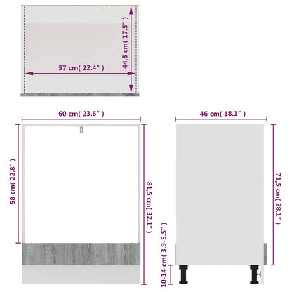 Oven Cabinet Lyon Grey Sonoma 60x46x81.5 cm Engineered Wood