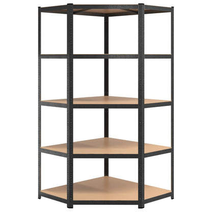 5-Layer Heavy-duty Shelves 2 pcs Grey Steel&Engineered Wood