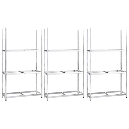 3-Layer Tire Racks 3 pcs Silver 110x40x200 cm Steel