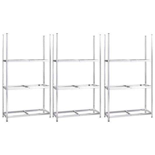 3-Layer Tire Racks 3 pcs Silver 110x40x200 cm Steel