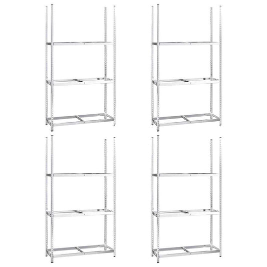 3-Layer Tire Racks 4 pcs Silver 110x40x200 cm Steel