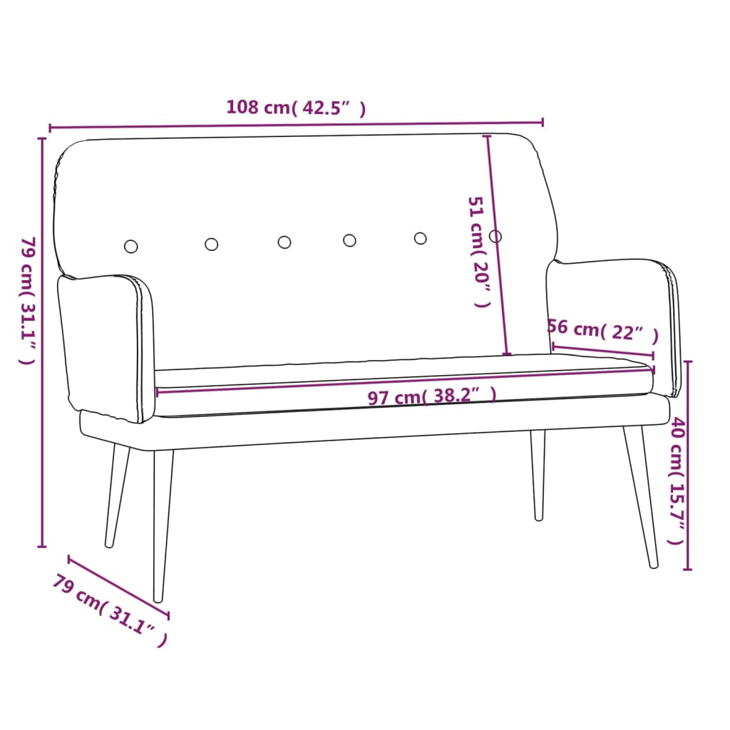 Bench Dark Gray 42.5"x31.1"x31.1" Velvet