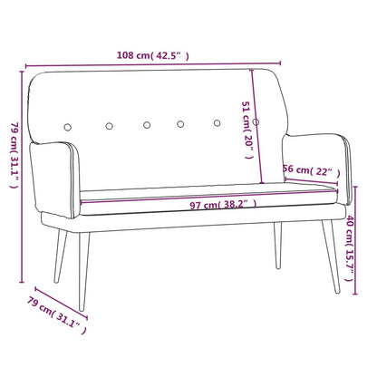 Bench Dark Gray 42.5"x31.1"x31.1" Velvet