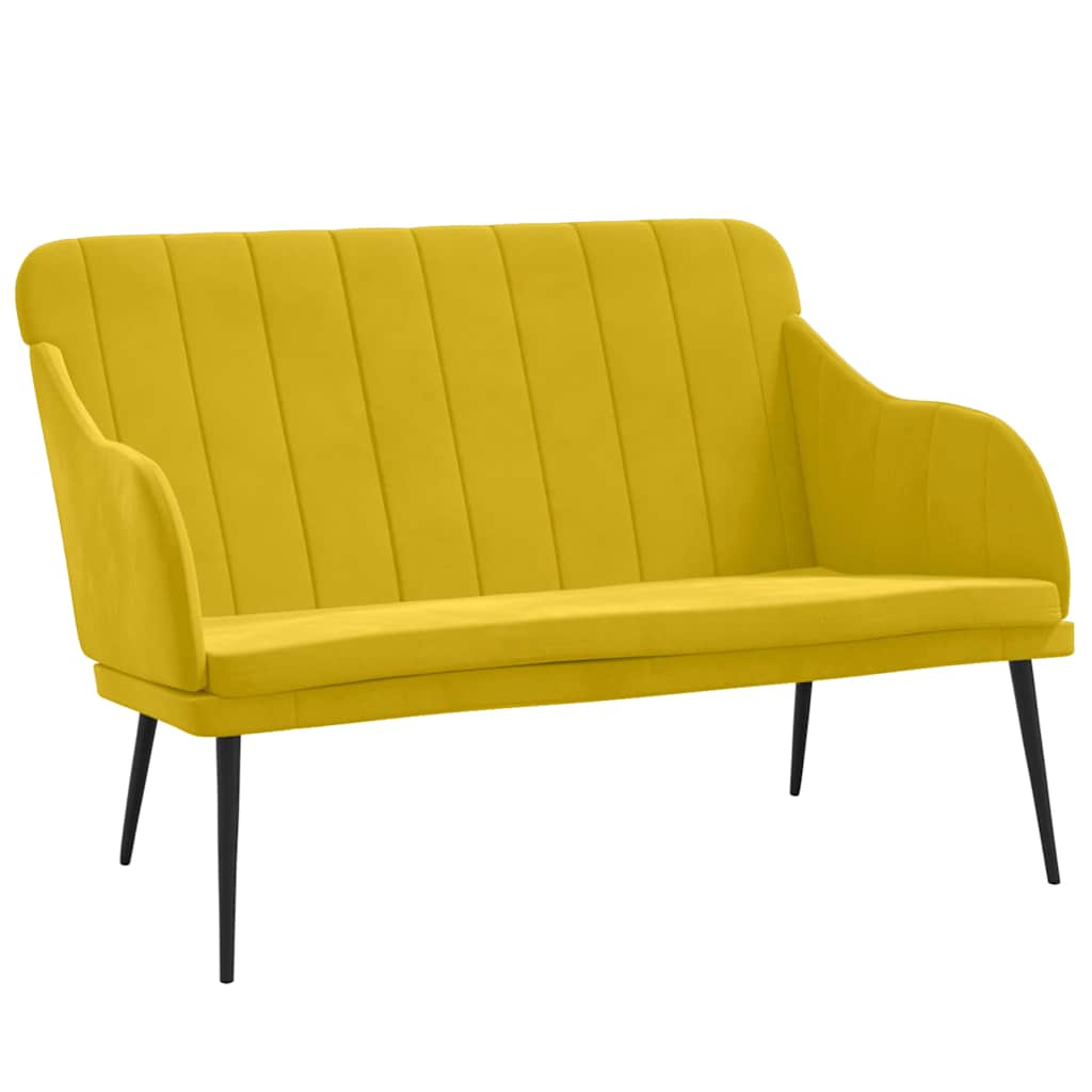 Bench Yellow 110x76x80 cm Velvet