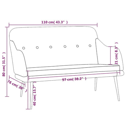 Bench Black 110x76x80 cm Fabric