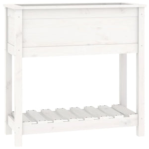 Planter with Shelf White 82.5x34.5x81 cm Solid Wood Pine