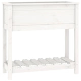 Planter with Shelf White 82.5x34.5x81 cm Solid Wood Pine