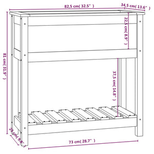 Planter with Shelf White 82.5x34.5x81 cm Solid Wood Pine