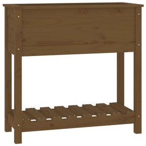 Planter with Shelf Honey Brown 82.5x34.5x81 cm Solid Wood Pine