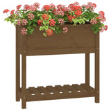 Planter with Shelf Honey Brown 82.5x34.5x81 cm Solid Wood Pine