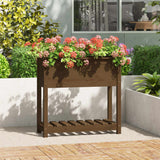 Planter with Shelf Honey Brown 82.5x34.5x81 cm Solid Wood Pine