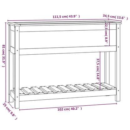 Planter with Shelf 111.5x34.5x81 cm Solid Wood Pine