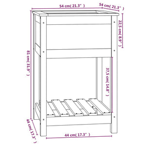 Planter with Shelf Honey Brown 54x54x81 cm Solid Wood Pine