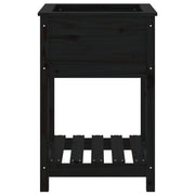 Planter with Shelf Black 54x54x81 cm Solid Wood Pine