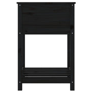 Planter with Shelf Black 54x54x81 cm Solid Wood Pine
