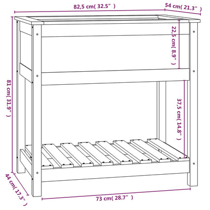 Planter with Shelf White 82.5x54x81 cm Solid Wood Pine