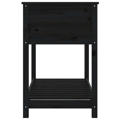 Planter with Shelf Black 111.5x54x81 cm Solid Wood Pine