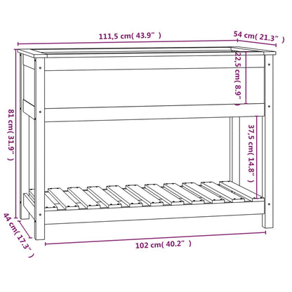 Planter with Shelf Black 111.5x54x81 cm Solid Wood Pine