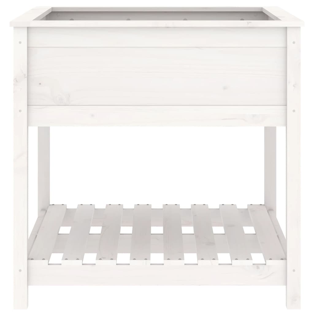 Planter with Shelf White 82.5x82.5x81 cm Solid Wood Pine