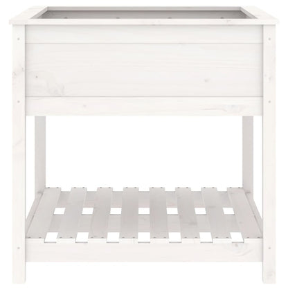 Planter with Shelf White 82.5x82.5x81 cm Solid Wood Pine