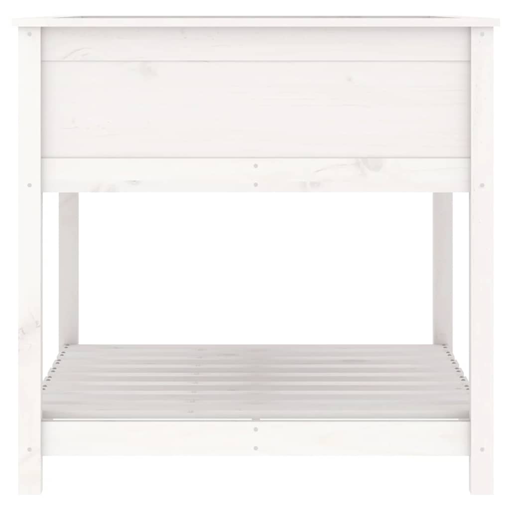Planter with Shelf White 82.5x82.5x81 cm Solid Wood Pine
