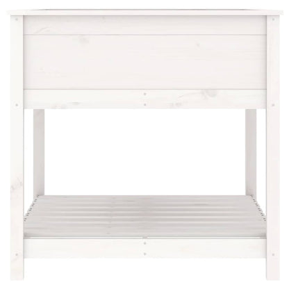 Planter with Shelf White 82.5x82.5x81 cm Solid Wood Pine