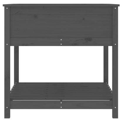 Planter with Shelf Grey 82.5x82.5x81 cm Solid Wood Pine