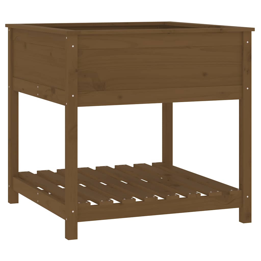 Planter with Shelf Honey Brown 82.5x82.5x81 cm Solid Wood Pine