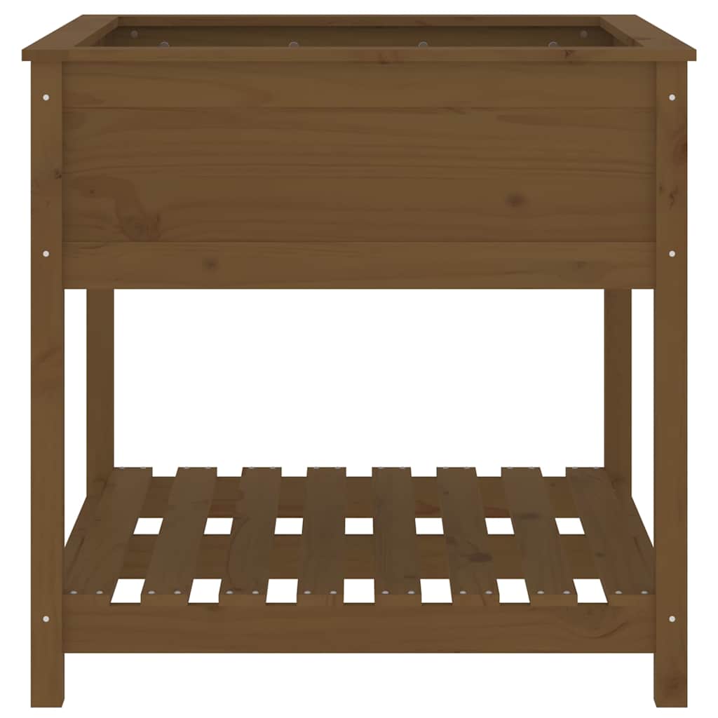 Planter with Shelf Honey Brown 82.5x82.5x81 cm Solid Wood Pine