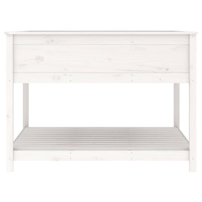 Planter with Shelf White 111.5x111.5x81 cm Solid Wood Pine