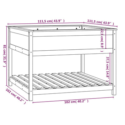 Planter with Shelf Honey Brown 111.5x111.5x81 cm Solid Wood Pine