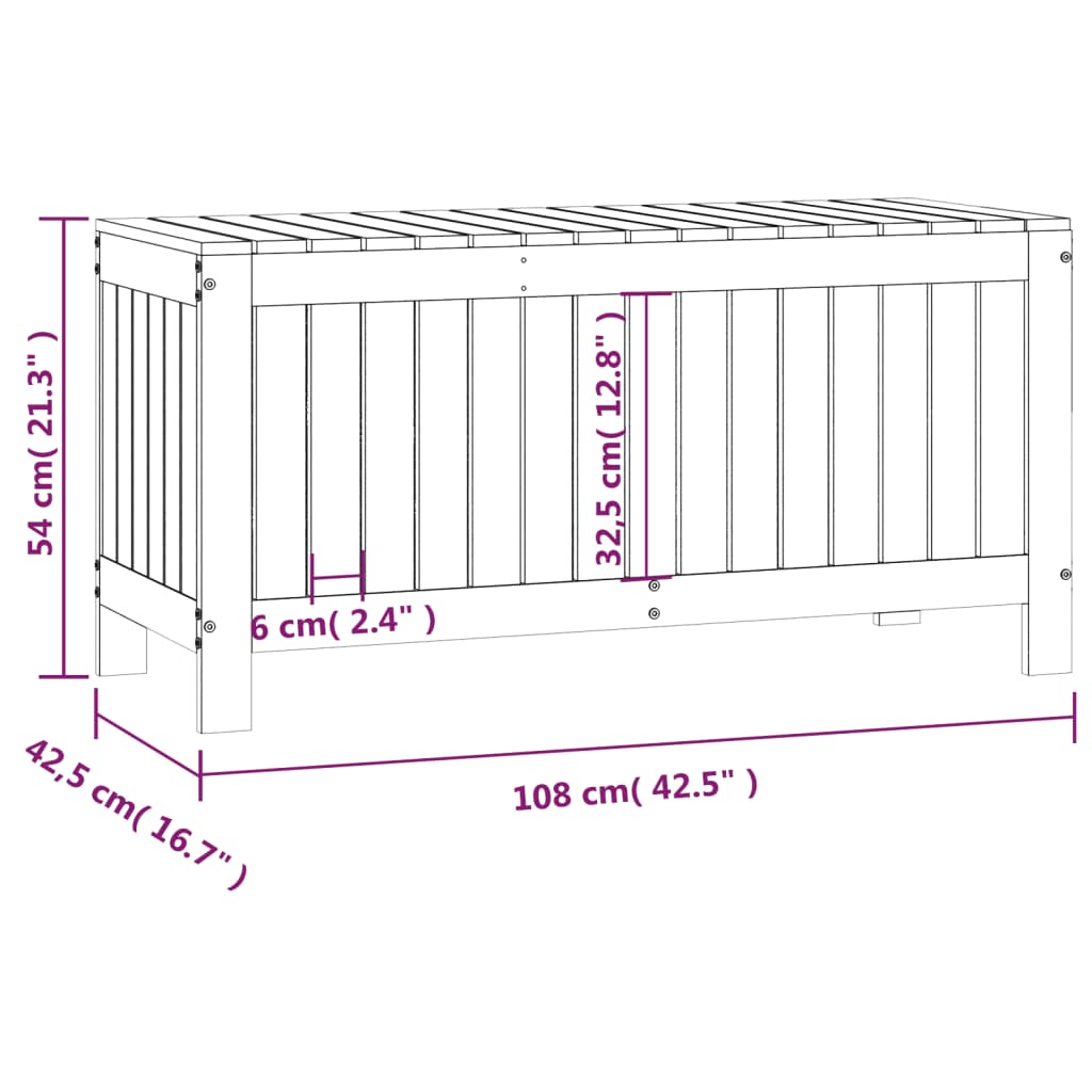 Garden Storage Box 108x42.5x54 cm Solid Wood Pine