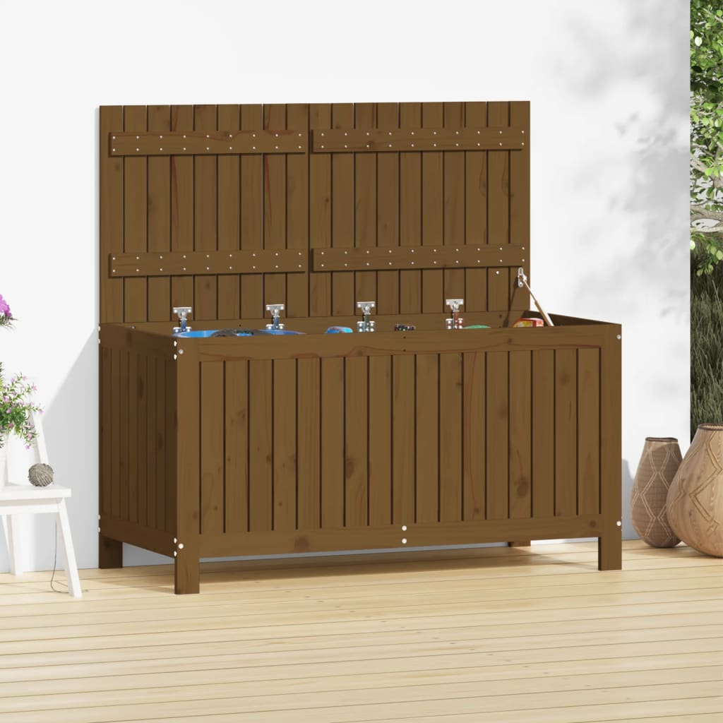 Garden Storage Box Honey Brown 121x55x64 cm Solid Wood Pine