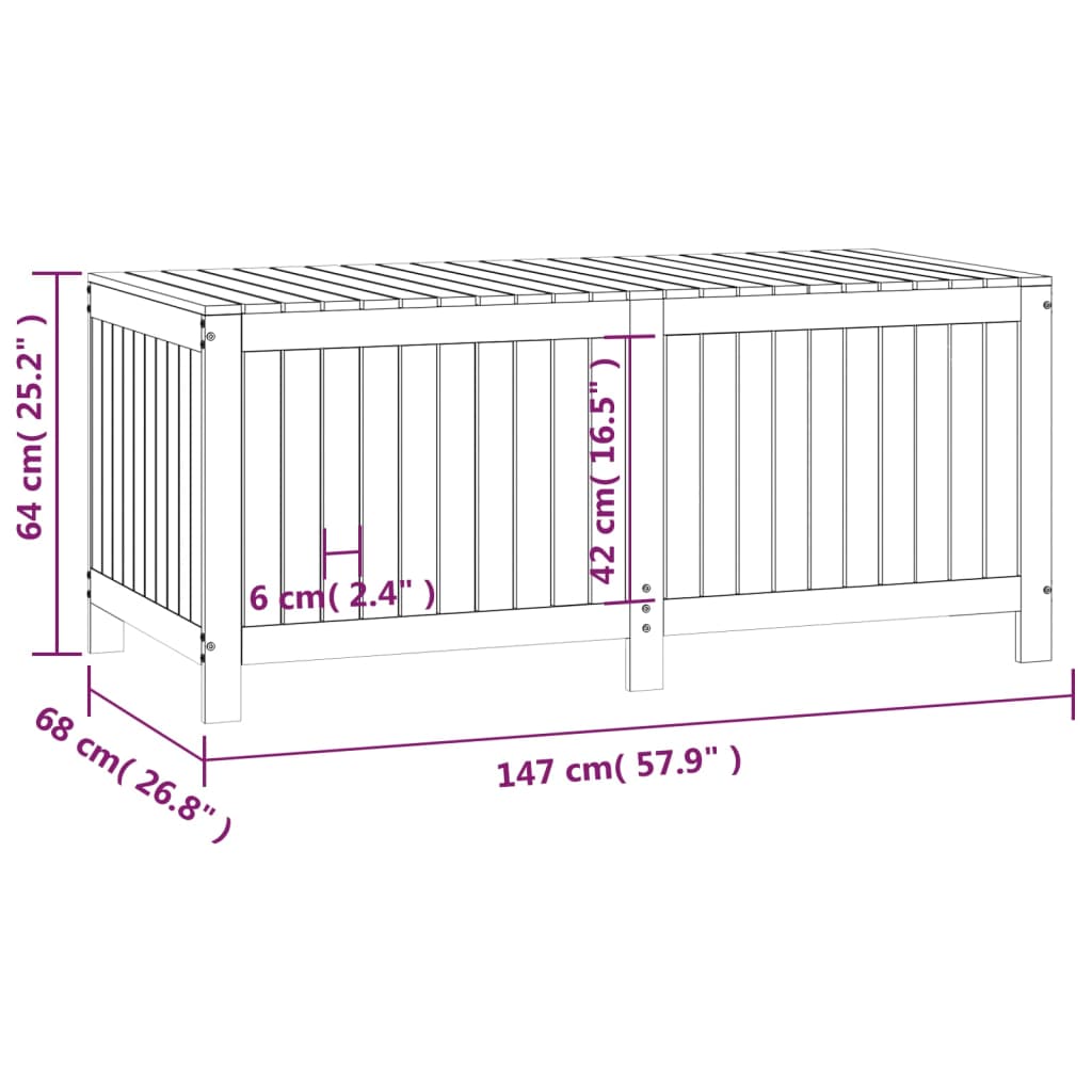 Garden Storage Box 147x68x64 cm Solid Wood Pine